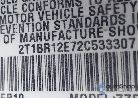 2002 Toyota Corolla Ce из США, поврежденный, VIN 2T1BR12E72C533307